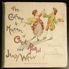 c1890 The Courtship & Marriage Of Cock Robin & Jenny Wren Antique Childrens Book