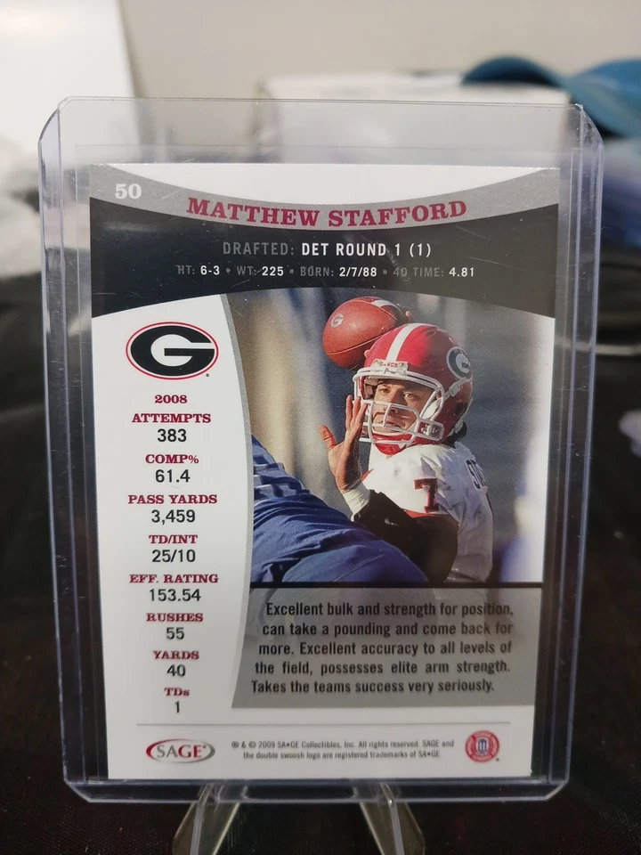 2009 SAGE - Matthew Stafford #50 (RC) - Image 2 of 2