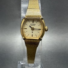 Citizen CQ Watch Women 17mm Champagne Dial Gold Tone Round New Battery VTG ABD