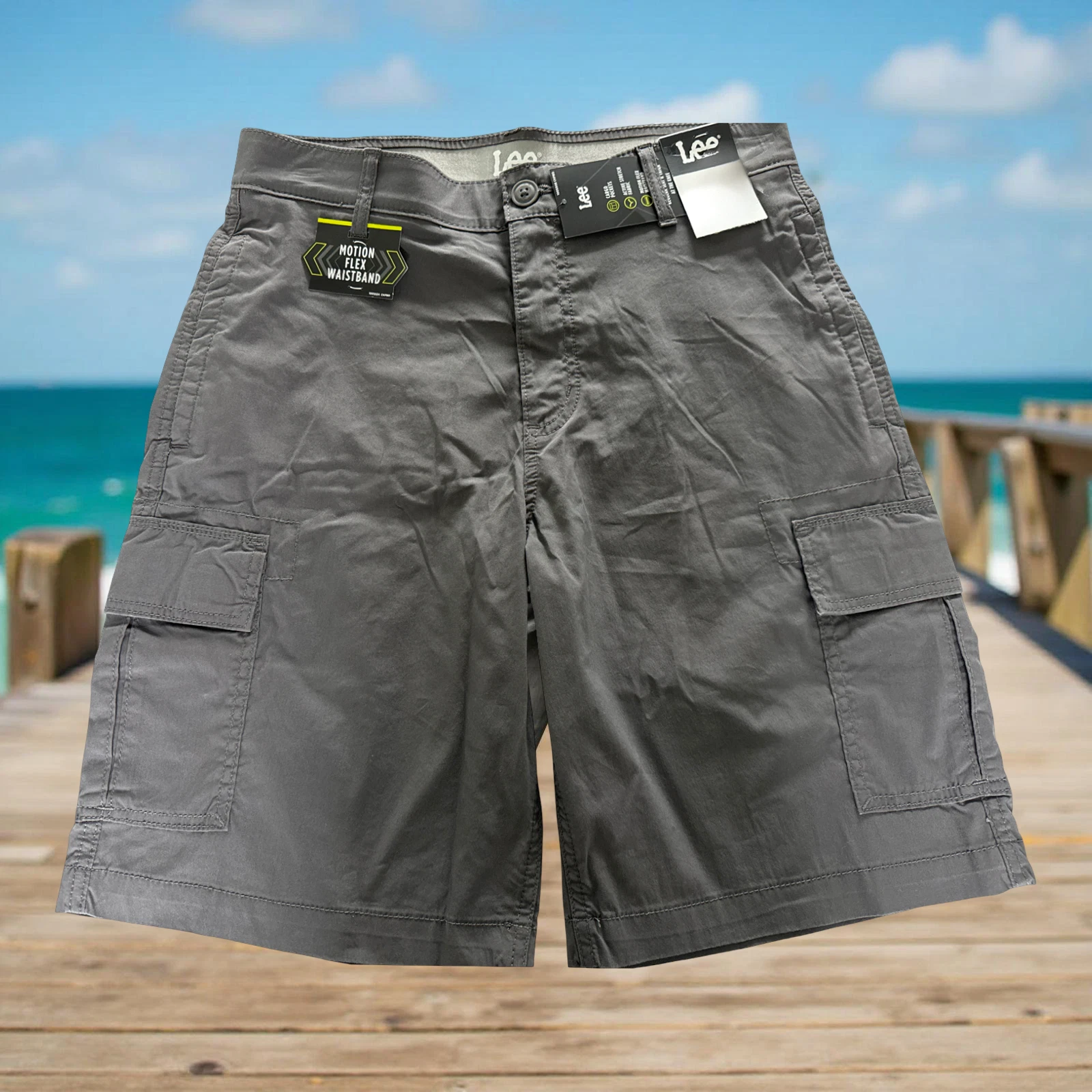 Lee Cargo Shorts Regular Fit Size 44 Anthracite Dk Gray Active Stretch Fabric