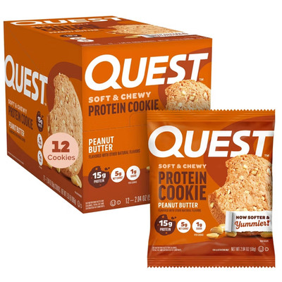 12 Count Quest Nutrition Peanut Butter Protein Cookie, 15g Protein