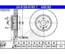 2 pieces brake disc ATE 24.0126-0182.1 for Opel Mokka/Mokka X