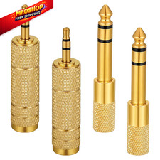 4 Pack 3.5mm 1/8 inch Male to 6.35mm 1/4 Female and Gold