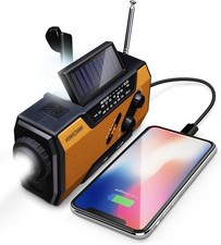 Emergency Solar Hand Crank Weather Radio 2000mAh Power Bank Charger Flash Light