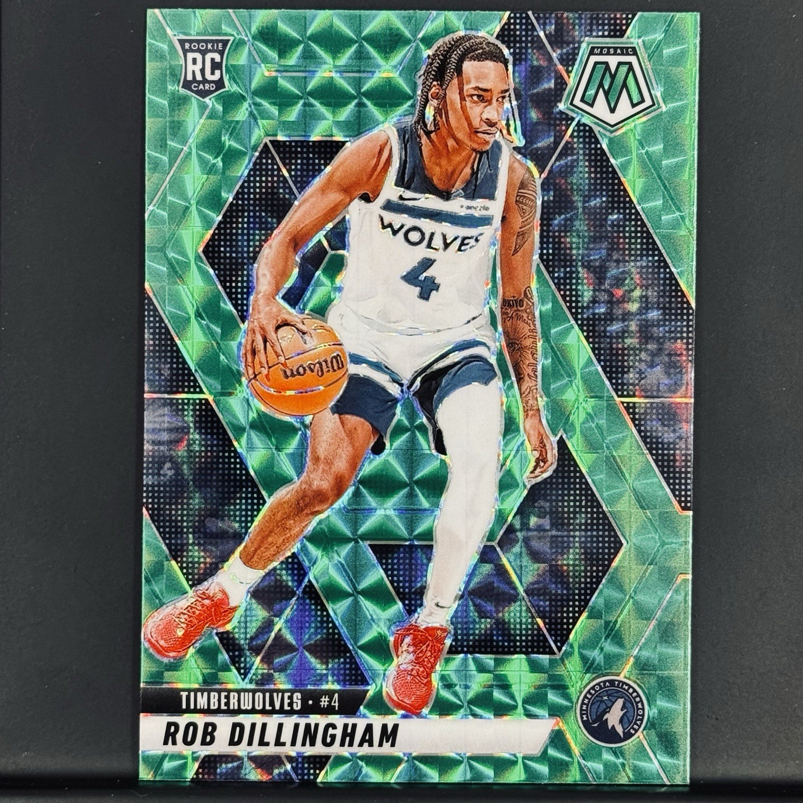 2024-25 Panini Mosaic - Rookies Robert Dillingham #218 Green Mosaic Prizm (RC)