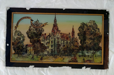Vintage Reverse Painting on Glass Northwestern University