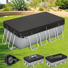 9x18 Ft Windproof Rectangular Pool Cover with Fast Tightening Ratchet