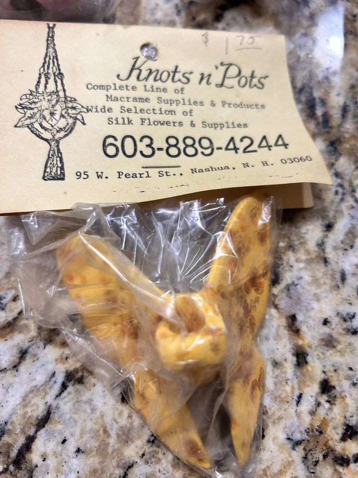 Lotto Vintage Ceramica Macramè Perline Rana Orso Uccellino Farfalla +Cordino +Perline Legno Nuove - Immagine 3 di 4