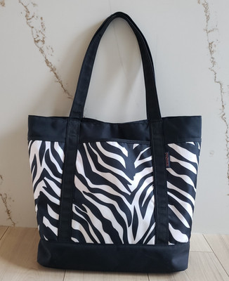 JanSport Emma Tote Large Black Zebra Print Fluorescent Pink Laptop Bag TZU9