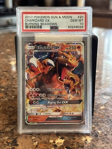 2017 POKEMON SUN & MOON BURNING SHADOWS #20 CHARIZARD GX PSA 10