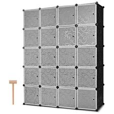 DIY 20 Cube Portable Closet Storage Organizer Clothes Wardrobe Cabinet W/Doors