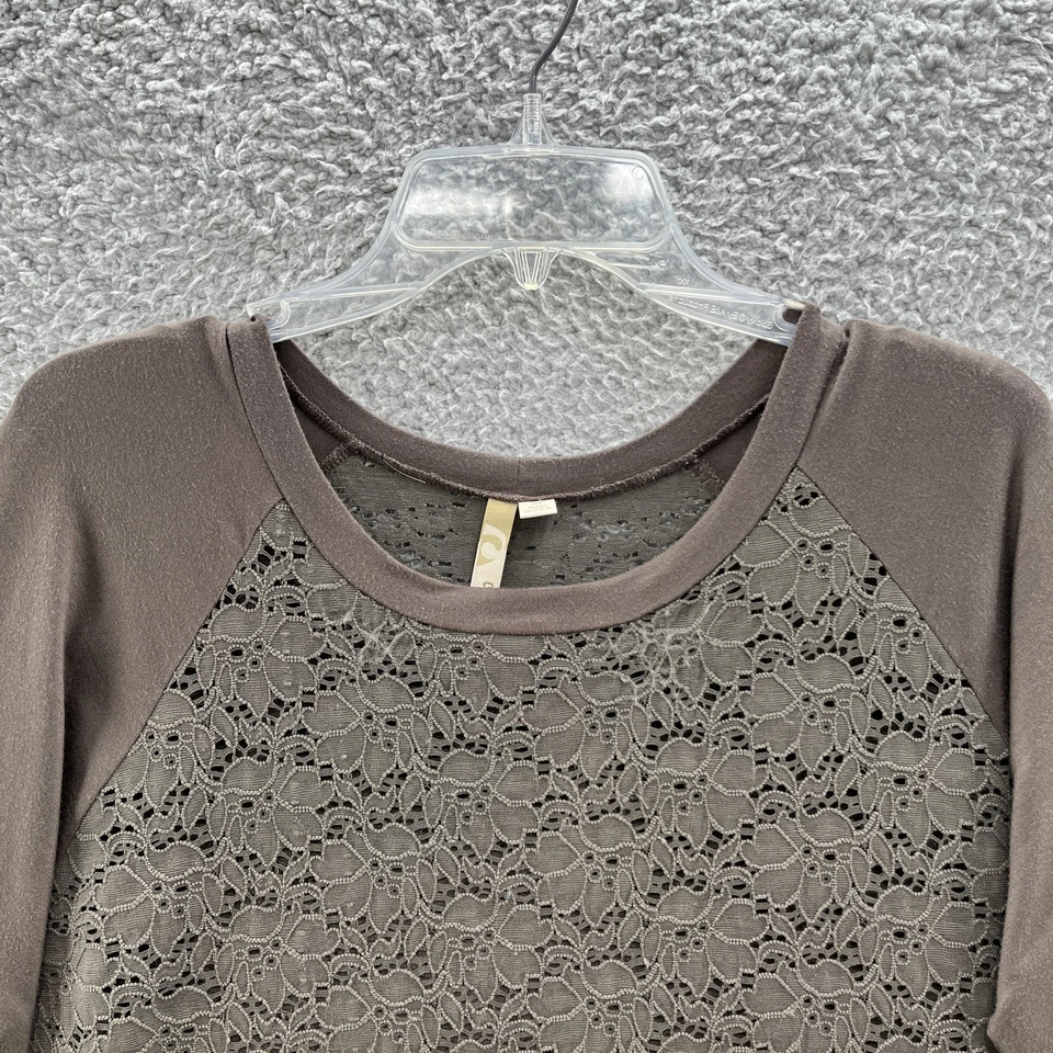 Cómoda túnica columpio de encaje marrón mediano de EE. UU. Top para mujer arte Lagenlook boho informal EE. UU. Foto 2 de 4