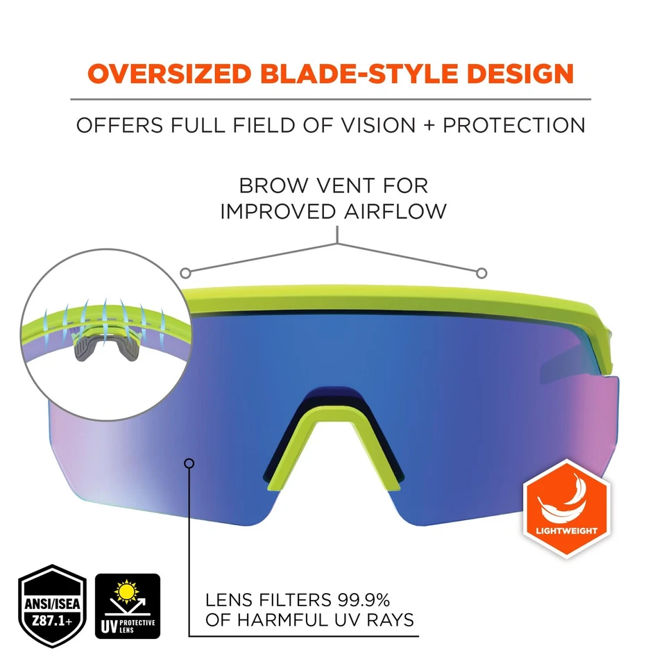 Skullerz Aegir Safety Glasses Blue Mirror Lens Impact Resistant Uv Protection - Image 3 of 4