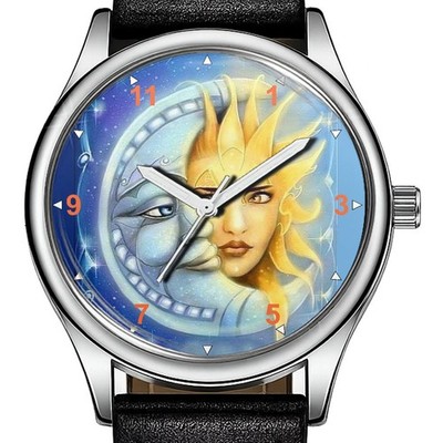Sonne und Mond seltene trendige 38mm Zifferblatt Armbanduhr