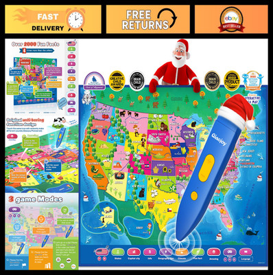 Interactive Bilingual USA Map for Kids - Educational Talking Geography Game, Age