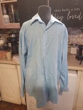 Man's Blue Median 15.59 Iron Long Sleeve Dress Shirt Nautica