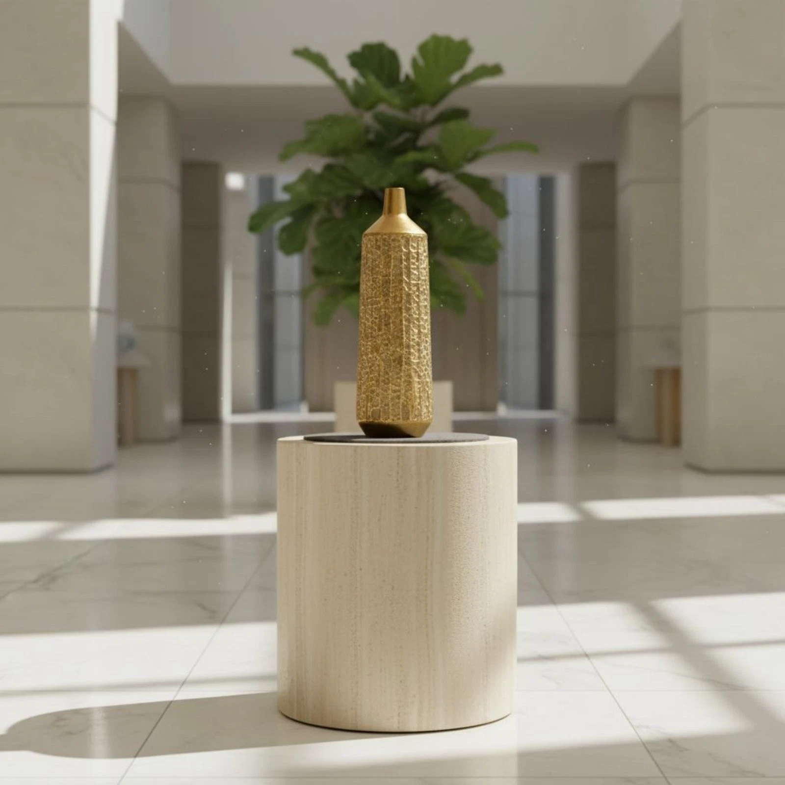 2 Pieces Gilded Floor Vase Luxury Look Hammered Metal Vase for Retail Display