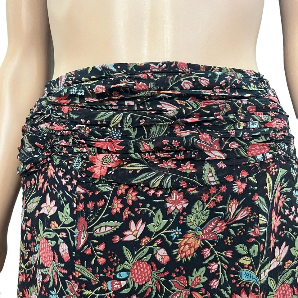 Maxi Falda Sundance Seda Mediana Floral Cintura Acanalada Boho Pradera Cottagecore Foto 2 de 4