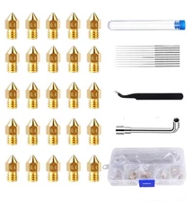 25 PCS Ender 3 V2 Nozzles, 3D Printer Extruder Hardened Steel Nozzle 0.4M