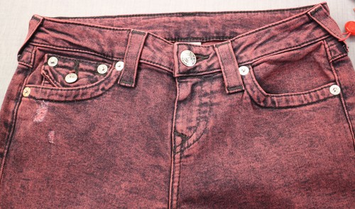 True Religion Womens Red Marbled Super Skinny Ripped Flap Jeans NWT Sz 26 28x30 - Picture 3 of 7
