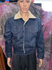 Vintage 1960s 70s Michael Charles for Cooper denim lined coat snap front 36 S