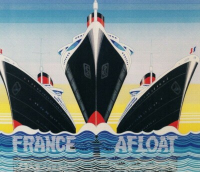 French Line 1938 Ocean Liner England France Vintage Poster