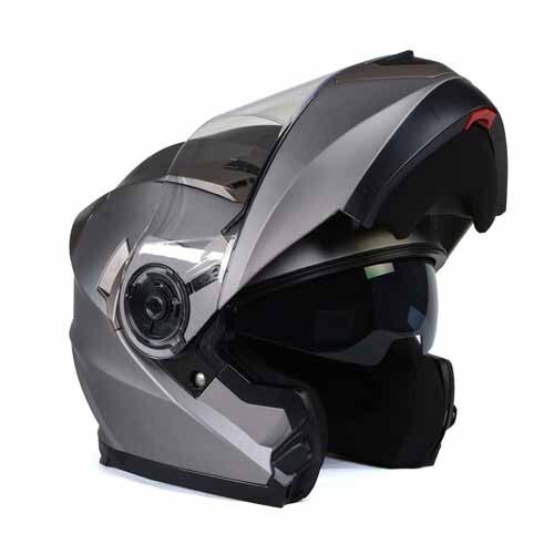 Milwaukee Helmets 9808 DOT 'Ionized' Silver Advanced Modular
