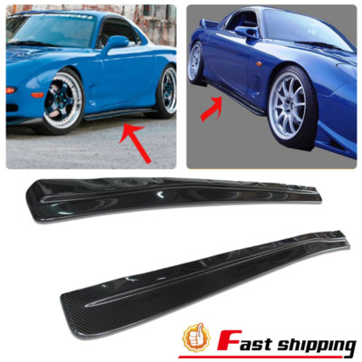 2PCS Carbon Fiber Side Skirt Extension Under Board Addon For Mazda RX7 FD3S Fed