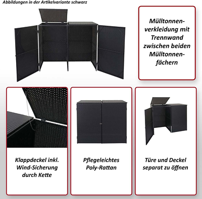 Pensilina Per Bidone Della Spazzatura Doppio Con Rotelle, Marrone Miele Legno Di Pino 94033047 - Foto 3