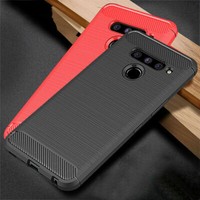 For LG G6 G7 G8 K40 K50 V40 V50 Shockproof Soft Carbon Fiber Rubber Case Cover