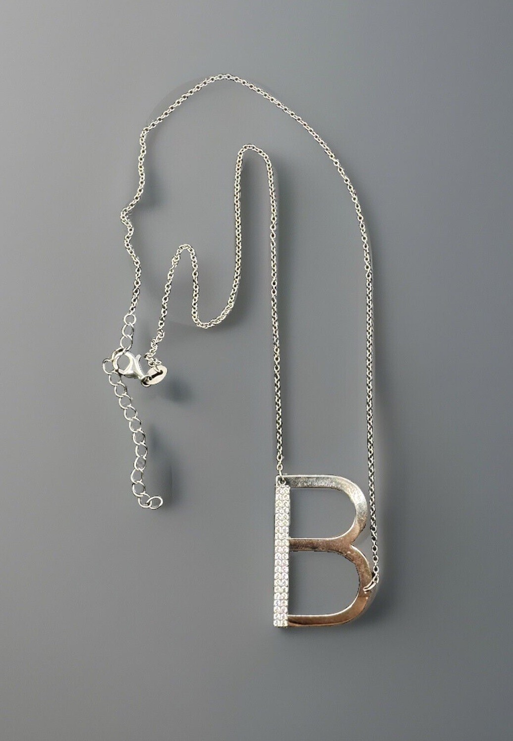 Sideways Large Initial Necklace 925 Sterling Silv… - image 2