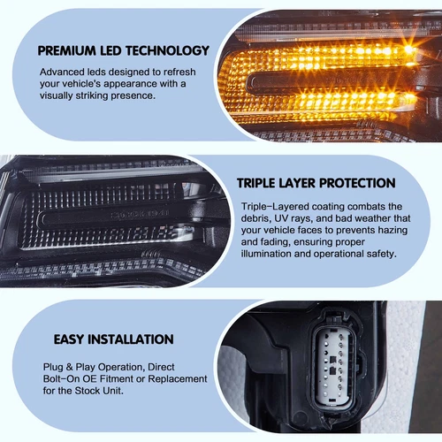 VLAND Full LED Headlights Fit 2014-22 Jeep Grand Cherokee Blue DRL Start-up Set - Picture 4 of 9
