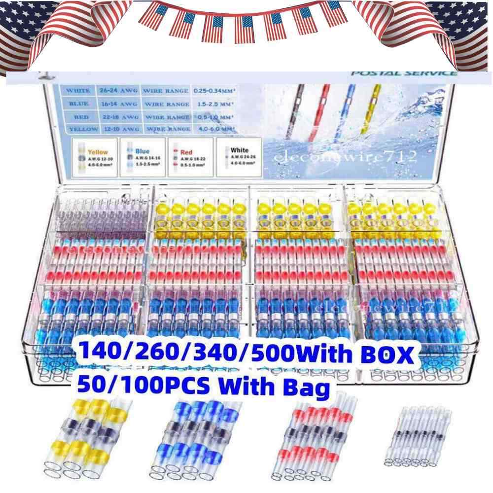 Solder Sleeve Waterproof Seal Sleeve 500-50PCS Heat Shrink Butt Wire Connectors