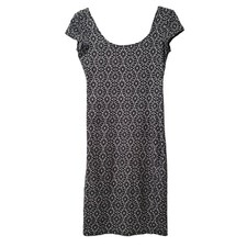 Juniors White and Black Dress Size Small Bodycon Geo Pattern Midi Casual