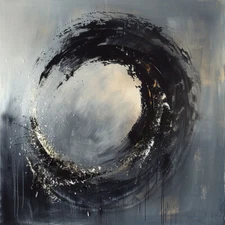 original Hand-Painted Texture Oil Painting on Canvas Abstract wall black moon