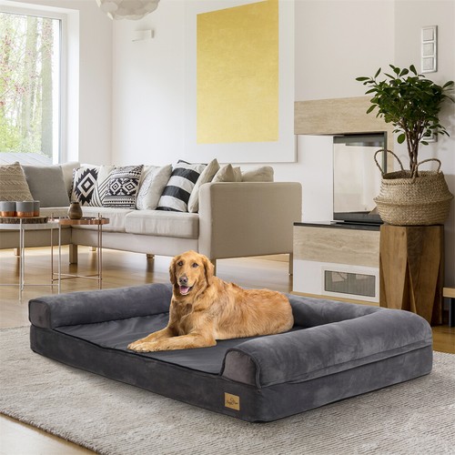 Orthopedic Memory Foam Extra Large Dog Bed w Pillow Removable Zipper Plush Cover - Picture 4 of 24