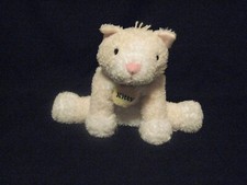 Rare 11" EDEN KITTY CAT RATTLE CREAM WITH BLUE COLLAR PLUSH