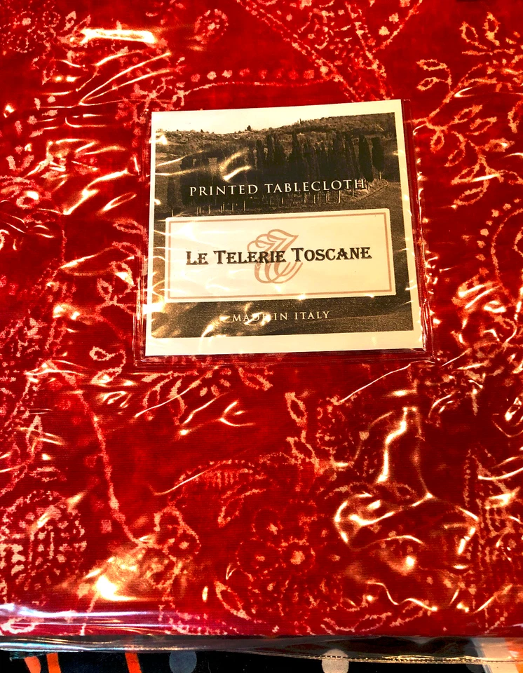Le Telerie Toscane rot Paisley 66 x 90" bedruckte Tischdecke -- Neu mit Etikett