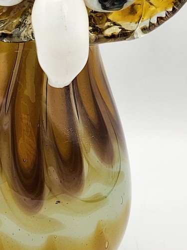 Vintage Hand Blown Art Glass Brown Owl Vase.10" H *READ * - Picture 5 of 22