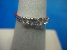 PRETTY STERLING SILVER PEARL RING WITH SPARKLY STONES