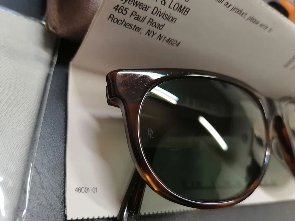 罕见雷朋 B&L 1990 年代名人龟戛纳 W 1901 WQAB 皮革组织盒 — 第 3/4 张图片