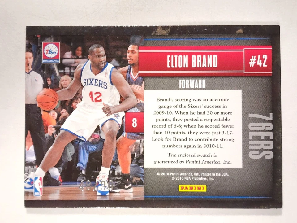 2010-11 PANINI LIMITED ELTON BRAND 76ERS GAME WORN JERSEY CARD #48/99 - Image 2 of 2