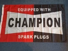 Champion Spark Plugs Flag & Black Baseball Cap Garage Dealership Banner Mancave