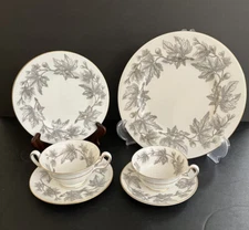 VINTAGE Wedgewood Bone China "Ashford Grey" W4106 Place Setting (6 pieces) - VG+