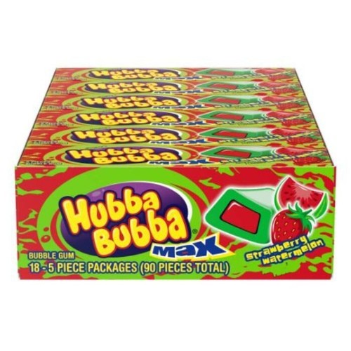 HUBBA BUBBA Max Strawberry Watermelon Bubble Gum, 5 Piece Bubblegum (Pack of 18) - Picture 9 of 23