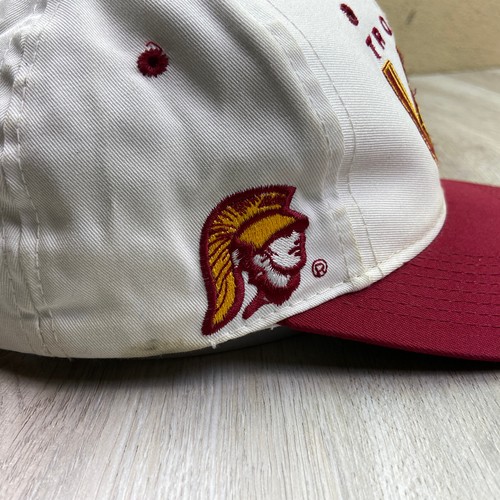 VINTAGE USC Trojans Sports Specialties Hat Cap White Red Snapback Script Twill - Picture 11 of 19