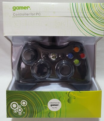 Gamer PC Controller for Win 7/8/Vista in Xbox 360 design Black 1,8m cable New
