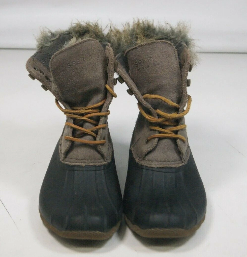 Sperry STS 93847 White Water Faux Fur Duck Boots Women Size 8.5