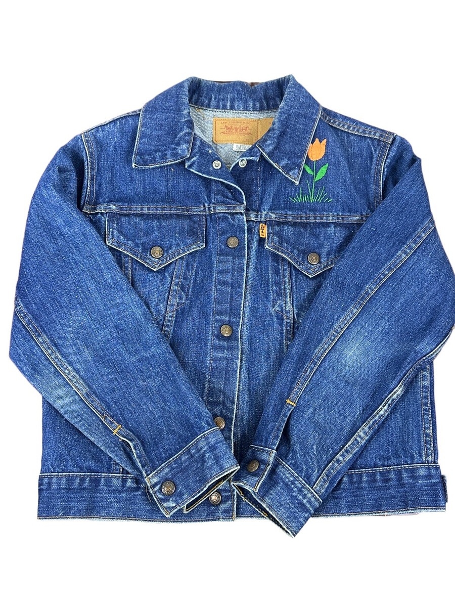 Vintage 1970's Orange Label Levi Women Size Small Denim Jacket