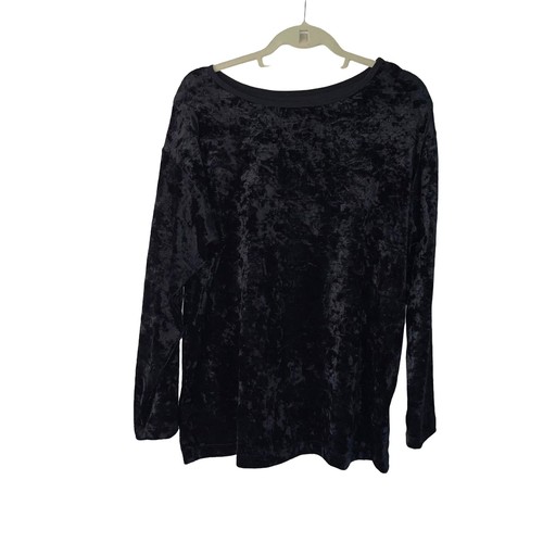 Liz Claiborne Body Wear Top Vintage Womens Size Medium Black Crushed Velvet New